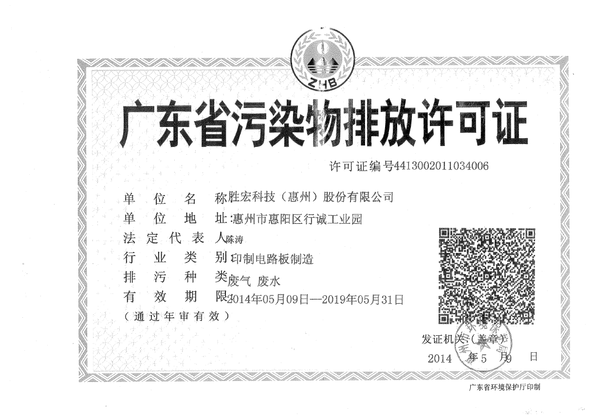 Z6·尊龙凯时(集团)智能科技股份有限公司排污许可证